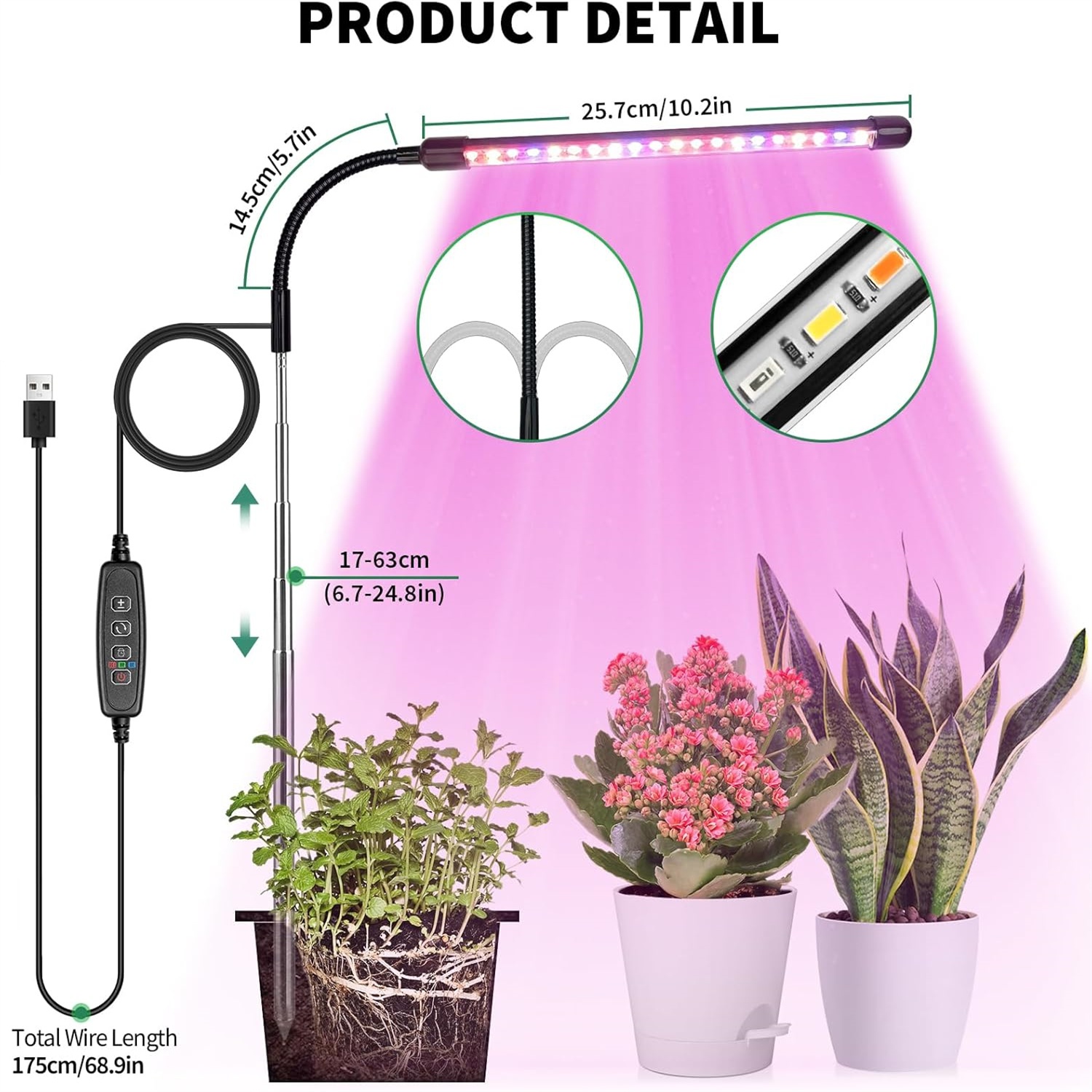 Led Planted Tank Light - 3Colors USB Grow Lamp Plant Full