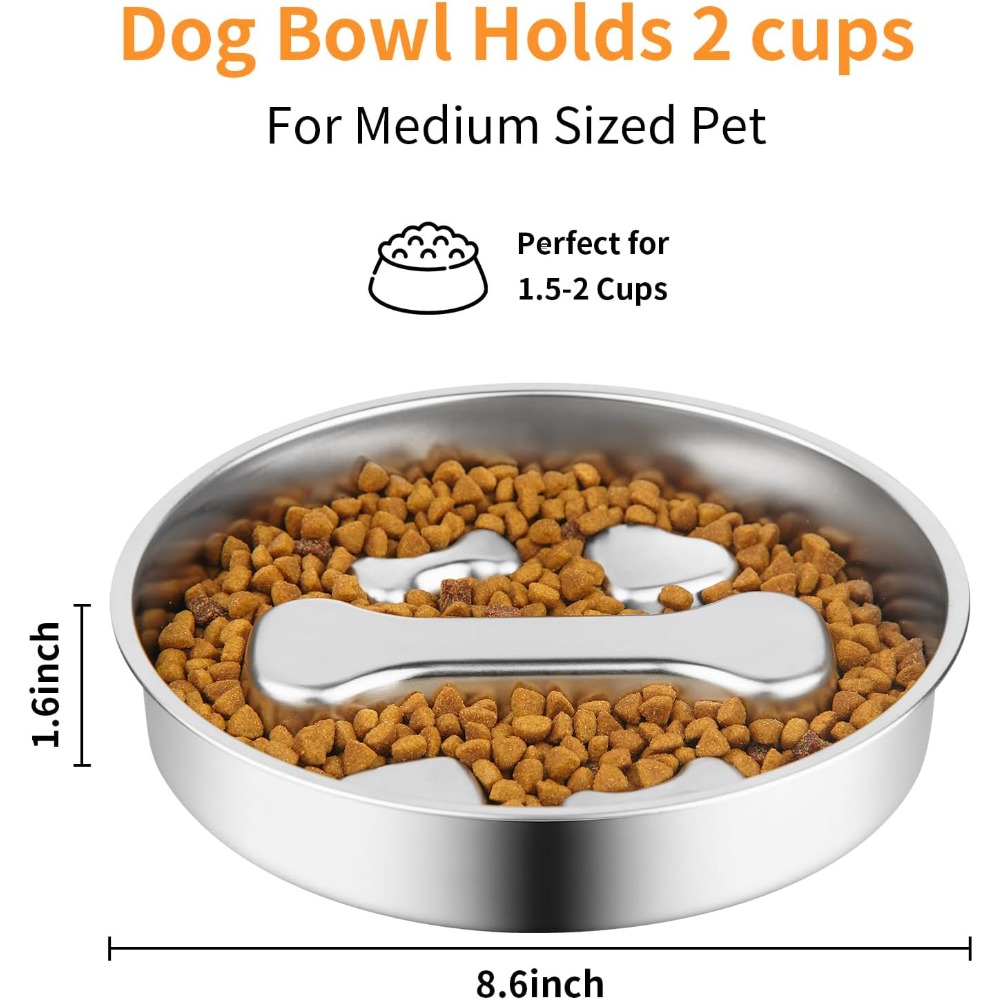 Slow Feeder Dog Bowl Stainless - đánh giá và giá Royal Canin Food Medium